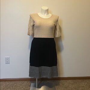 Dress Barn Dressbarn Cream Gray Black Color Block Dress Size Large